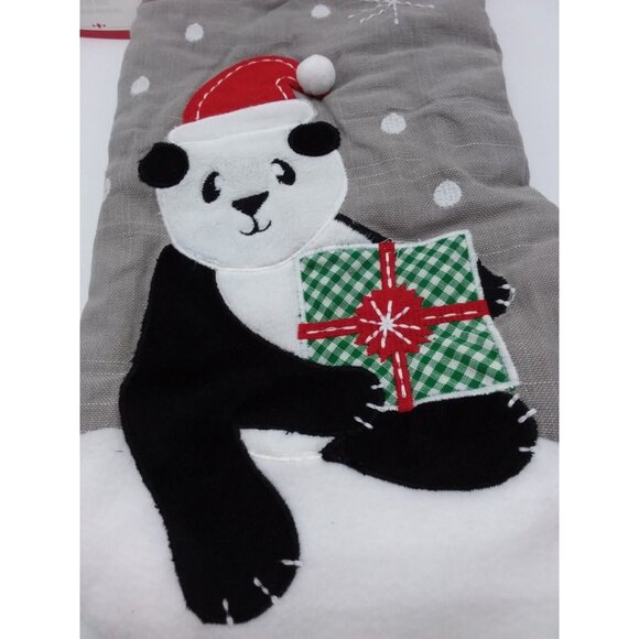Pottery Barn Kids gaby Panda Bear Xmas Gift Christmas Holiday Stocking Quilted - Picture 3 of 9